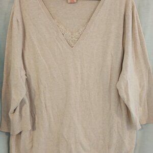 Women's FADED GLORY Beige top 3/4 sleeve Size 22w-24w shirt